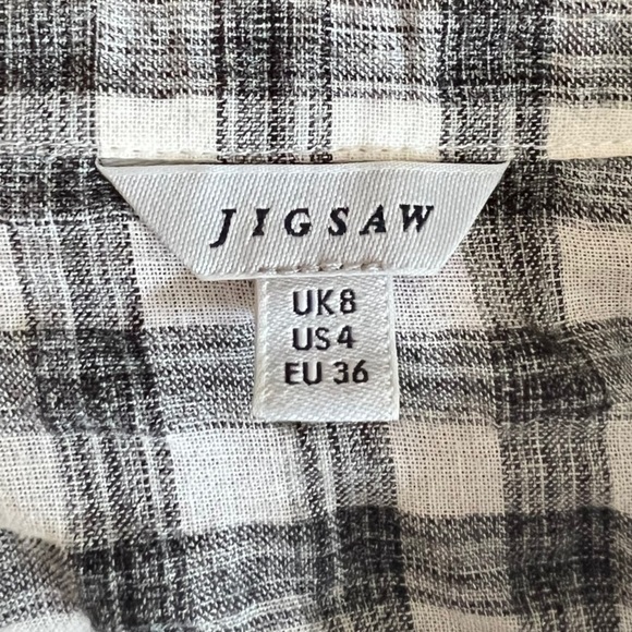 Jigsaw black white checkered top cotton blend Size 4 small button front - Picture 9 of 9